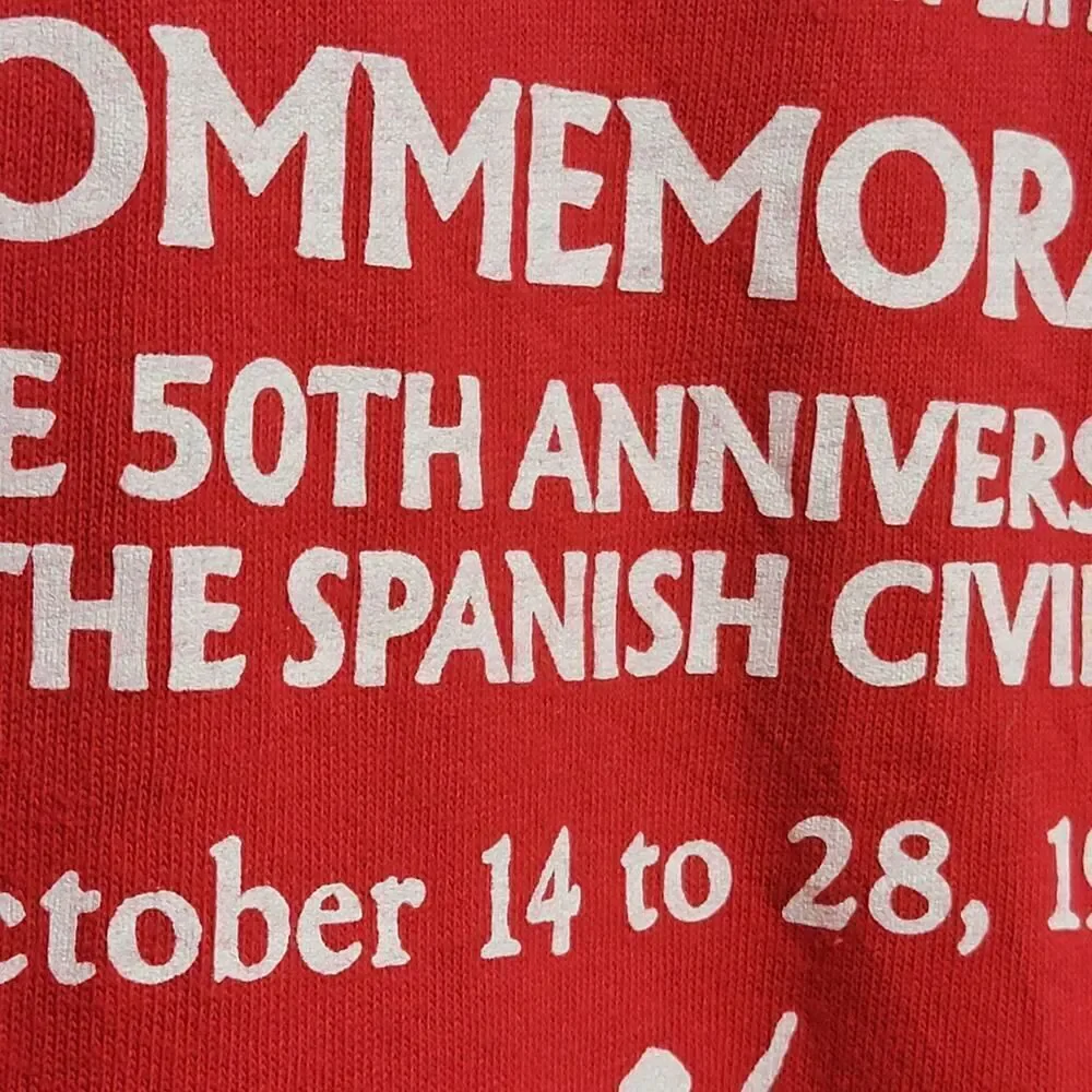 Champion Spanish War Commemorative T Short Sleeve Tee Red White Size L VTG - Picture 5 of 8